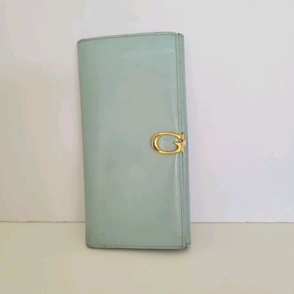 GUCCI Vintage Clasp Horsebit Wallet Bifold Blue Large Retro Clutch Leather Box - Picture 2 of 14